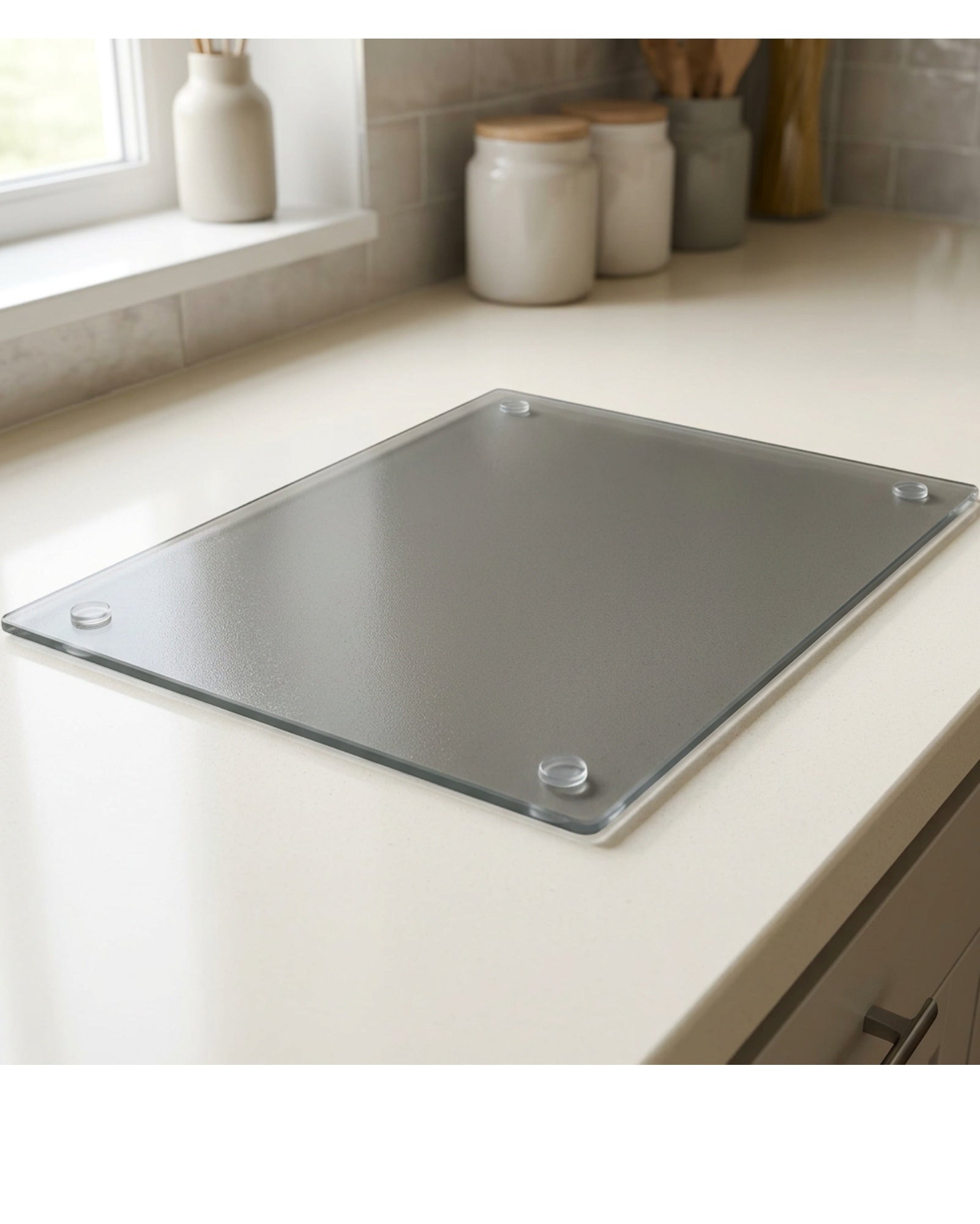Nvst Frosted Tempered Glass Cutting Board 40 x 30 cm Smoke - Lifestyle view