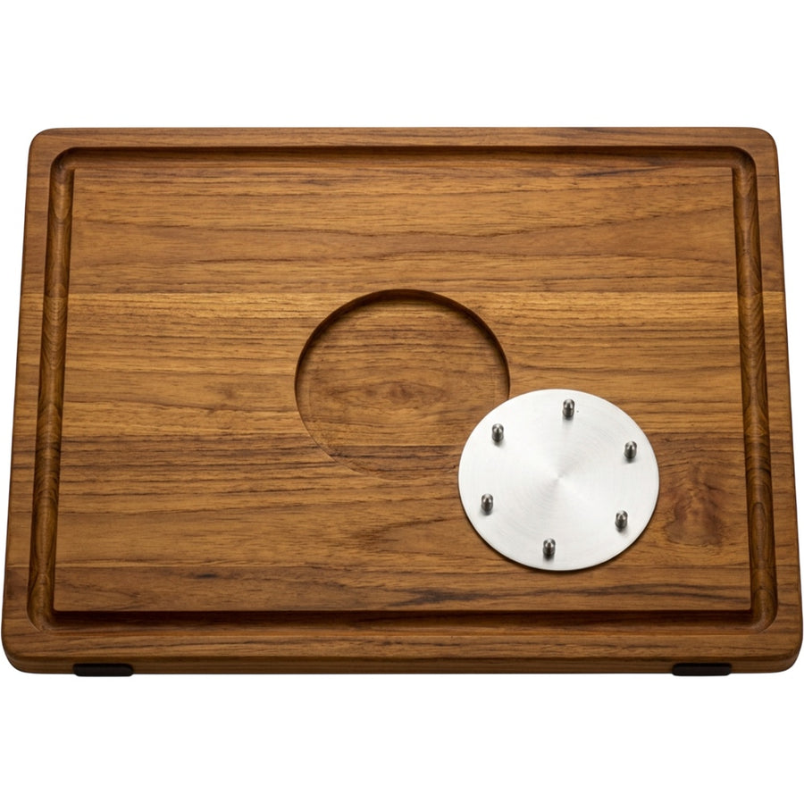 Nvst Teak Carving Board with Removable Six-Spike Disc 46 x 34 cm